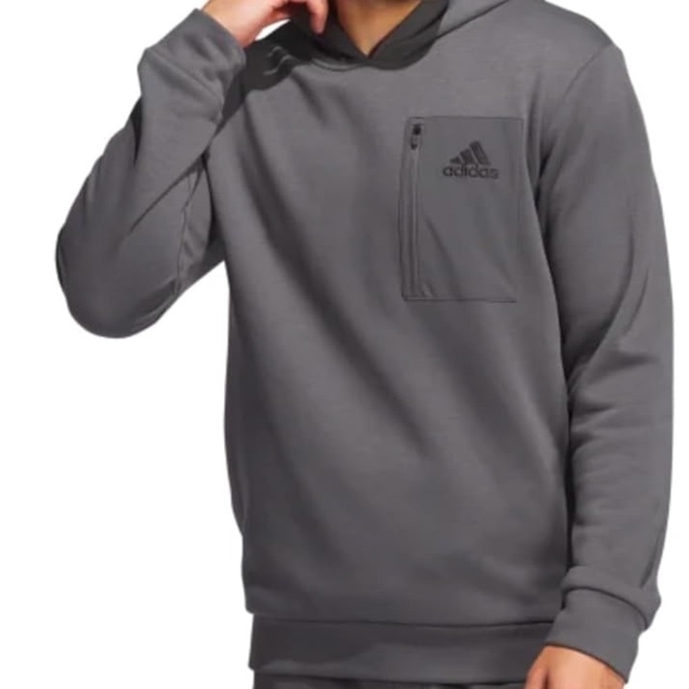 Adidas Men’s Fleece Lined Kangaroo Pockets Grey Hoodie Size Large